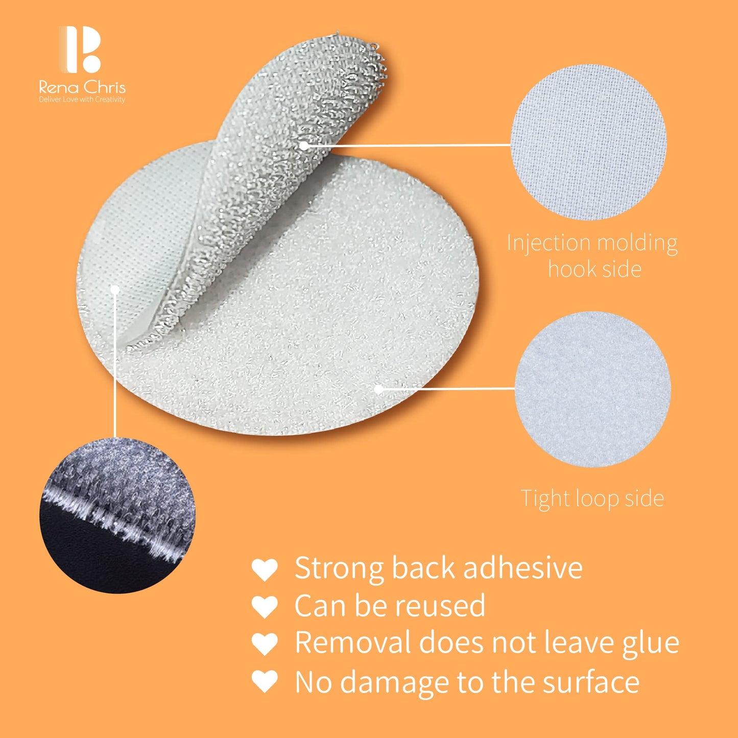 Self Adhesive Dots, 0.59" Hook and Loop Circles, 300 Pcs Round Fasteners with Strong Adhesive Backing, Waterproof Nylon for Classroom, Office & Home (White)