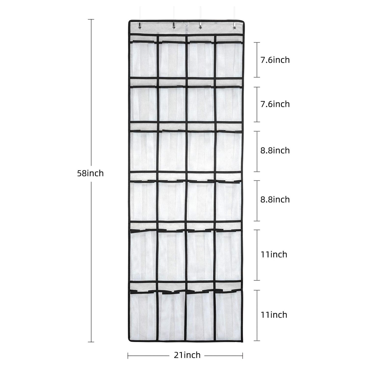 SAVERHO Over the Door Shoe Organizer, Hanging Shoe Organizer with 24 Mesh Large Pockets Door Shoe Rack Organizer for Men Women Kids Hanging Shoe Storage Bag.(White