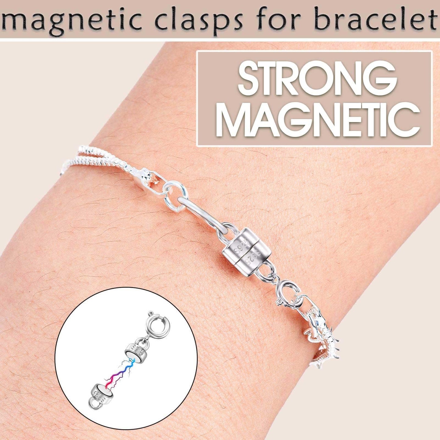 OHINGLT 925 Sterling Silver Magnetic Necklace Clasps and Closures,Gold and Silver Magnetic Clasp Converter for Jewelry Making Supplies,Chain Extender Connector for Small Necklace Bracelet