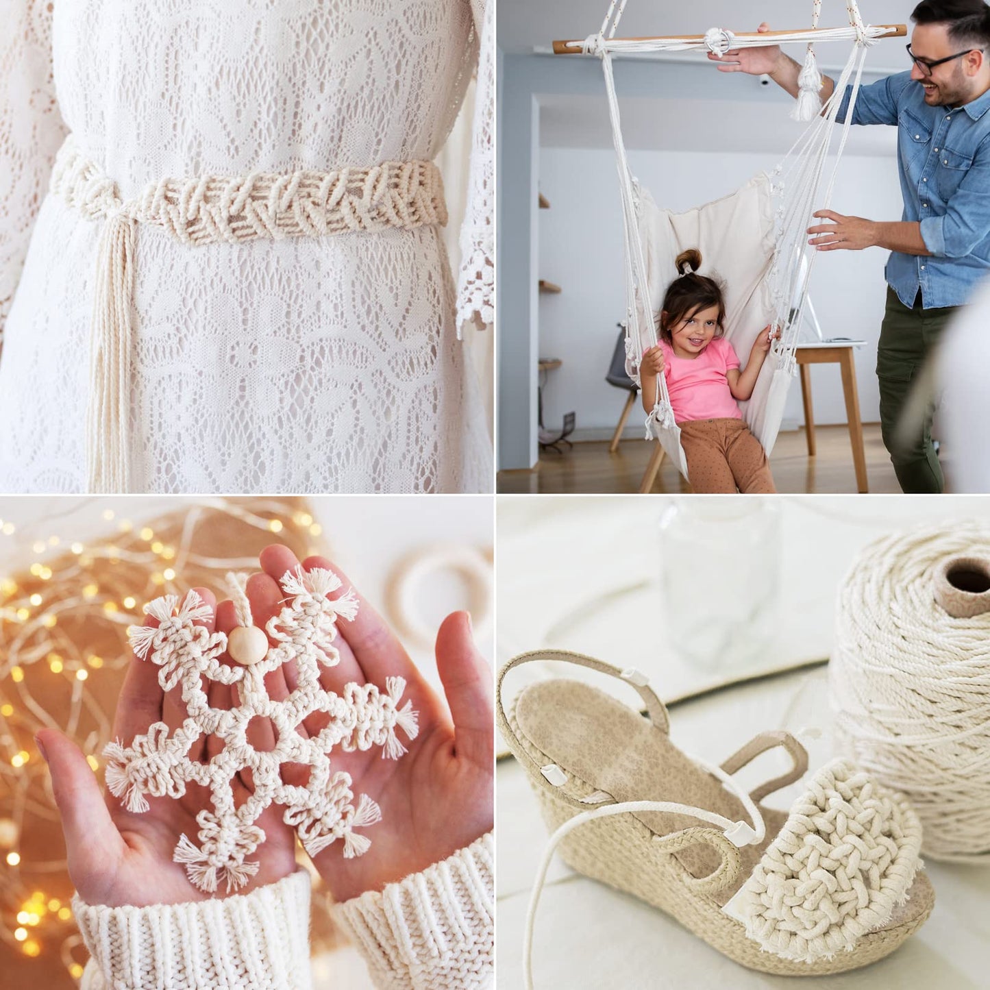 Hdviai 121Pcs Macrame Kit, Macrame Supplies 3mm x 109Yards Macrame Cord for Macrame Kits for Adults Beginners, with Accessories Like 100Pcs Beads and 10Pcs Wooden Rings for Macrame Plant Hanger Kit