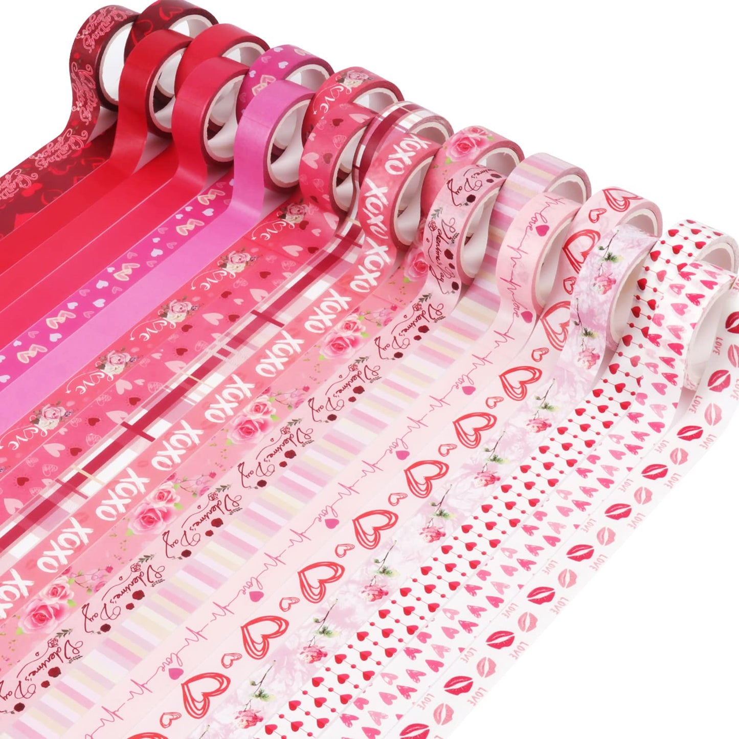 Pink Decorative Tape Set 20 Rolls Heart Floral Washi Tape Aesthetic DIY Valentines Masking Tape for Kids Craft Notebook Scrapbooking & Stamping Supplies