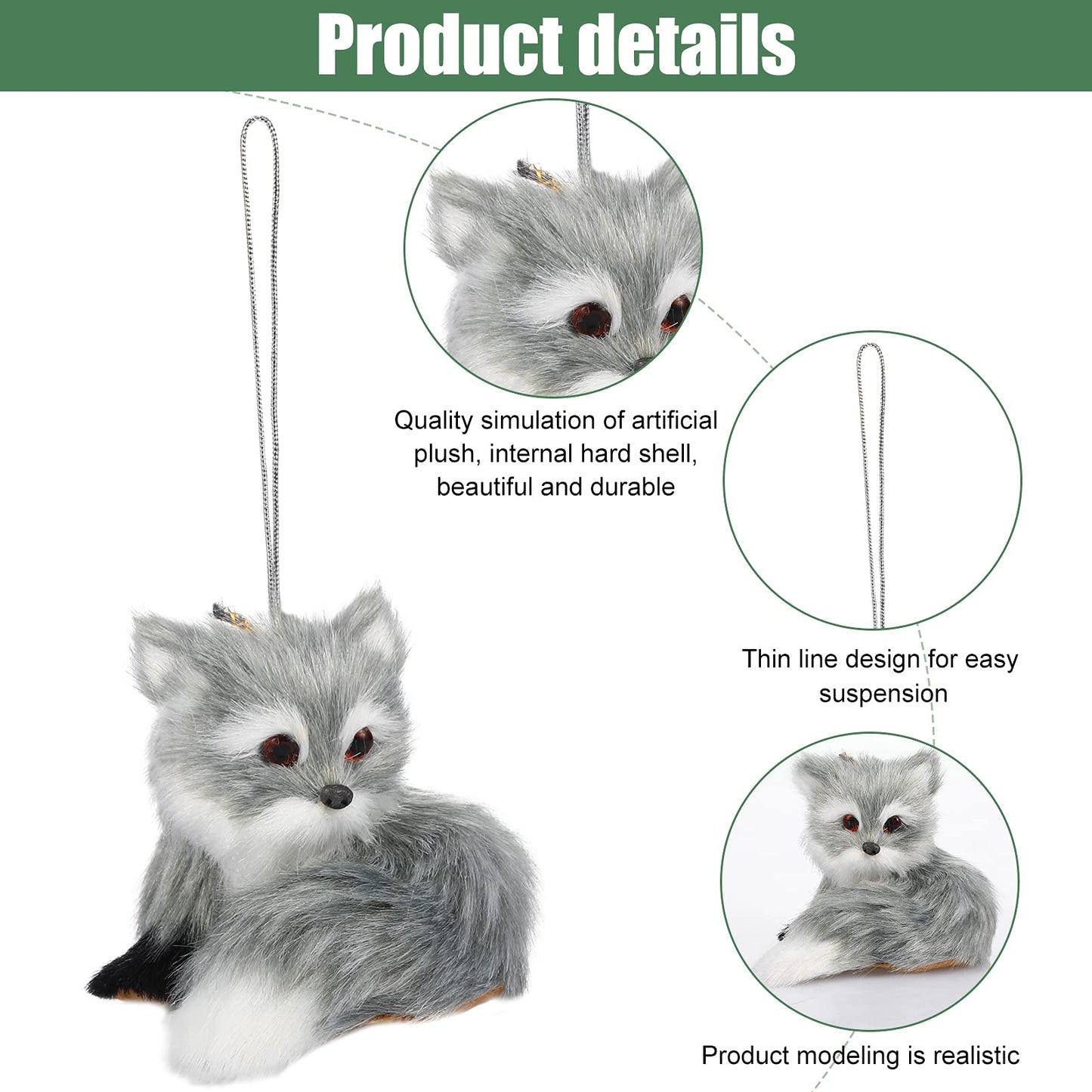 10 Pieces Forest Animals Ornaments Woodland Animal Faux Fur Plush Hanging Ornaments Family Educational Playset for Fall, Christmas, Winter Birthday Party Supplies(Animals)