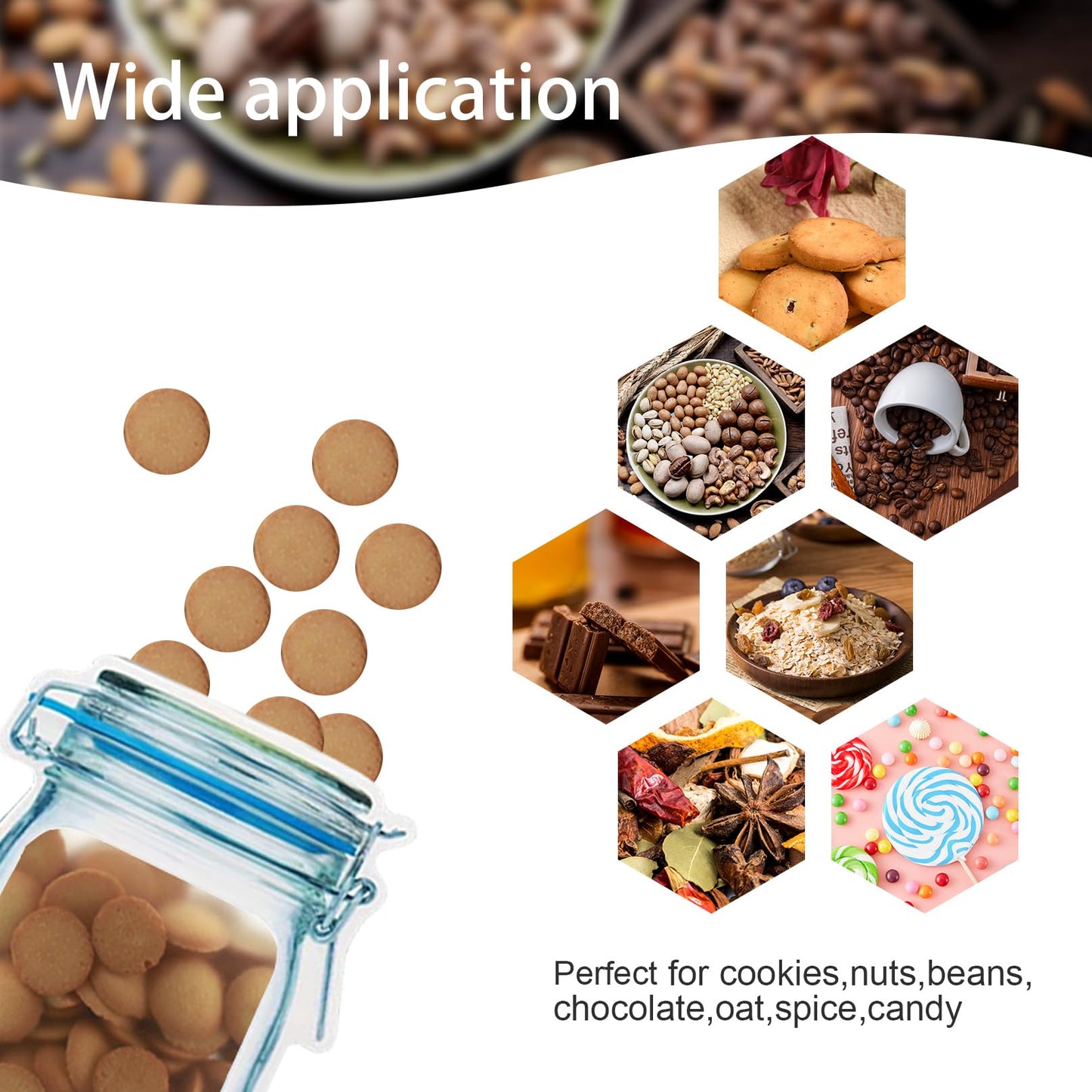 Enkrio 20 Pack Mason Jar Zipper Bags, Reusable Snack Food Storage Bags for Kitchen Sandwich Picnic Organizer