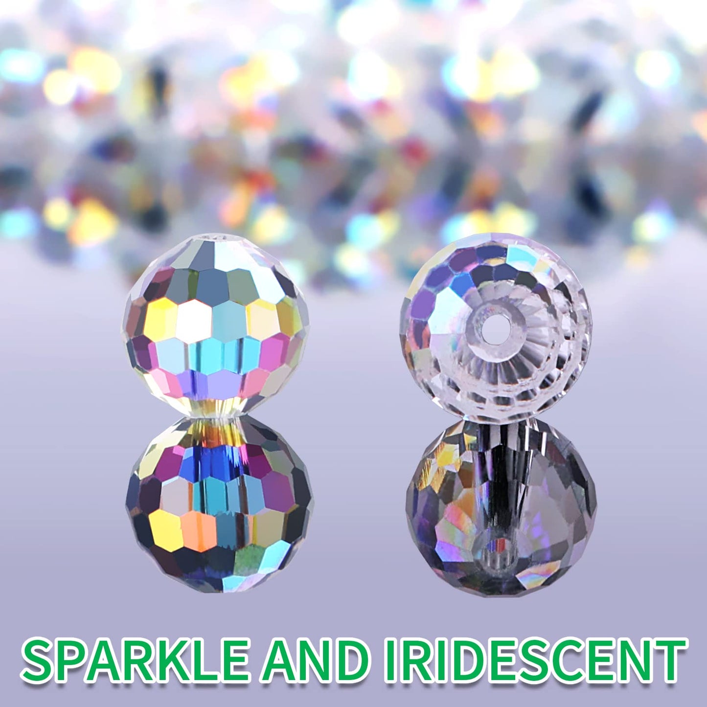 Crystal Glass Beads for Jewelry Making, 80 Pieces Crystal Beads, 10mm Glass Beads, Round Faceted Beads Bulk for Craft Necklace Bracelet Earring (AB Color)