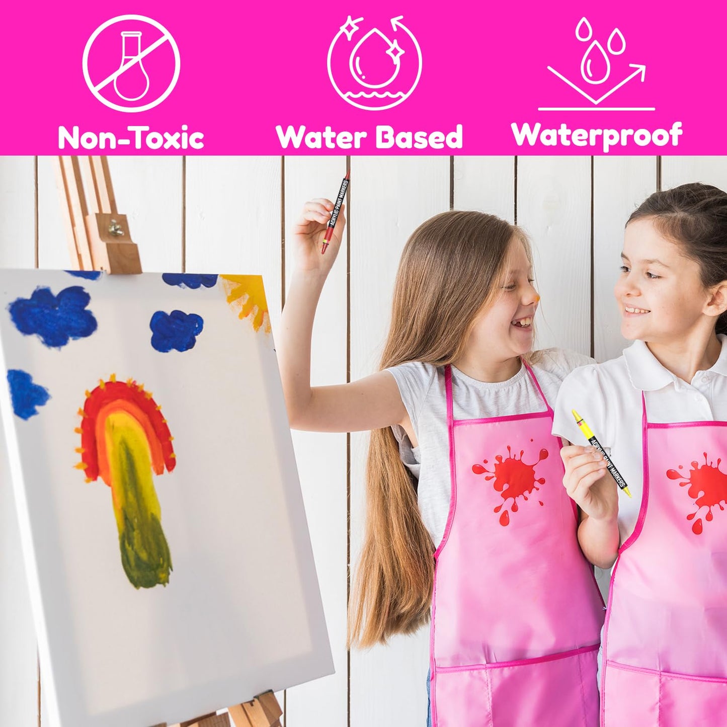 Acrylic Paint Markers Dual Tip (12 Pack) - Acrylic Markers Paint Pens for Rocks - Bold Acrylic Paint Pens Fine Tip and Dot Tip - Fabric Makers Permanent for Clothes Water Based Markers - Chalky Crown