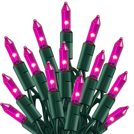 Christmas Lights, 20FT 100 Count Incandescent Mini Christmas Tree Light, Waterproof Xmas String Lights for Outdoor Indoor Home Party Yard Decorations, Pink