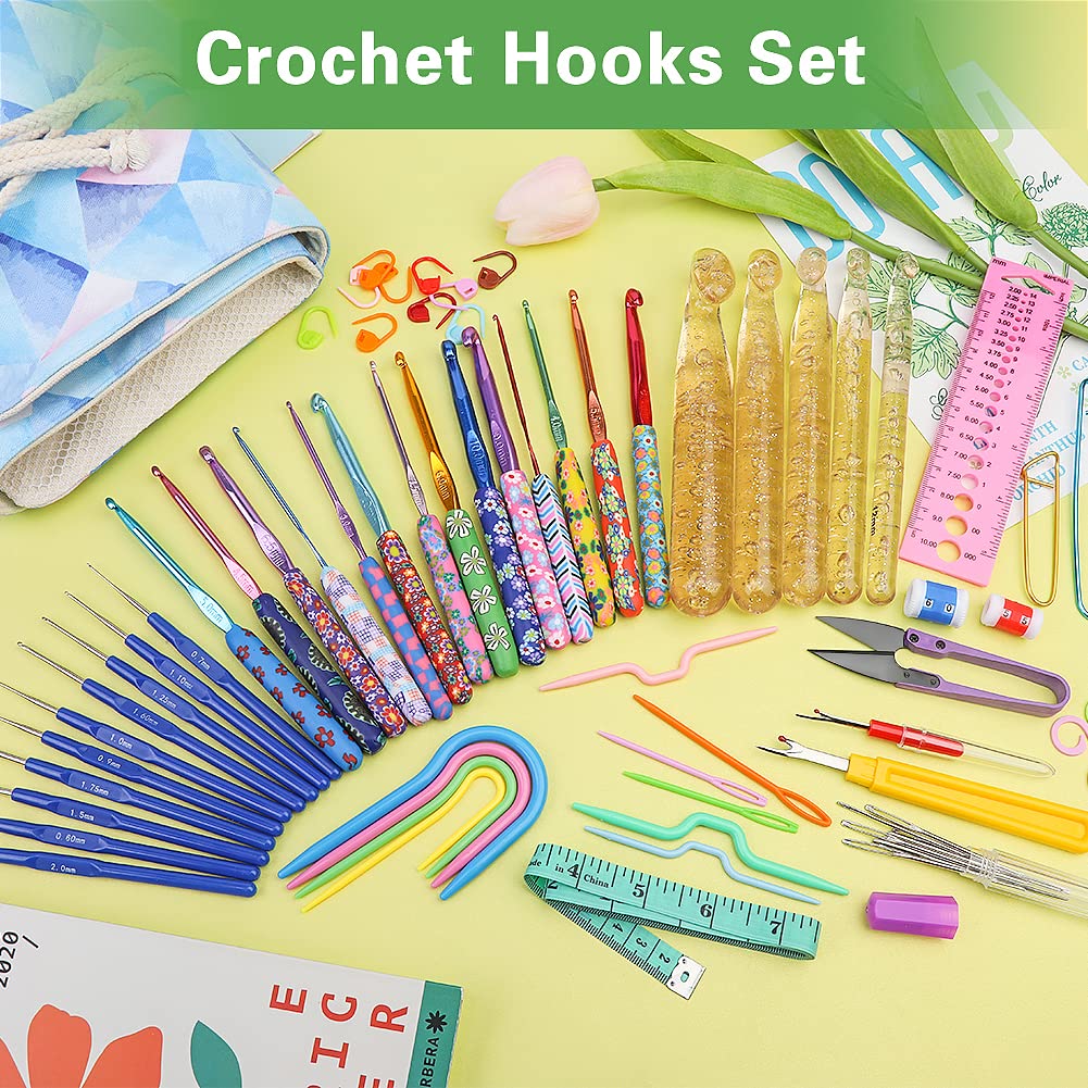 Zlulary 116 PCS Crochet Hooks Sets, Ergonomic Crochet Hooks Kits with Storage Bag and Crochets Needle Accessories, DIY Crochets Needles Kit for Beginners and Experienced Crochet Hook Lovers