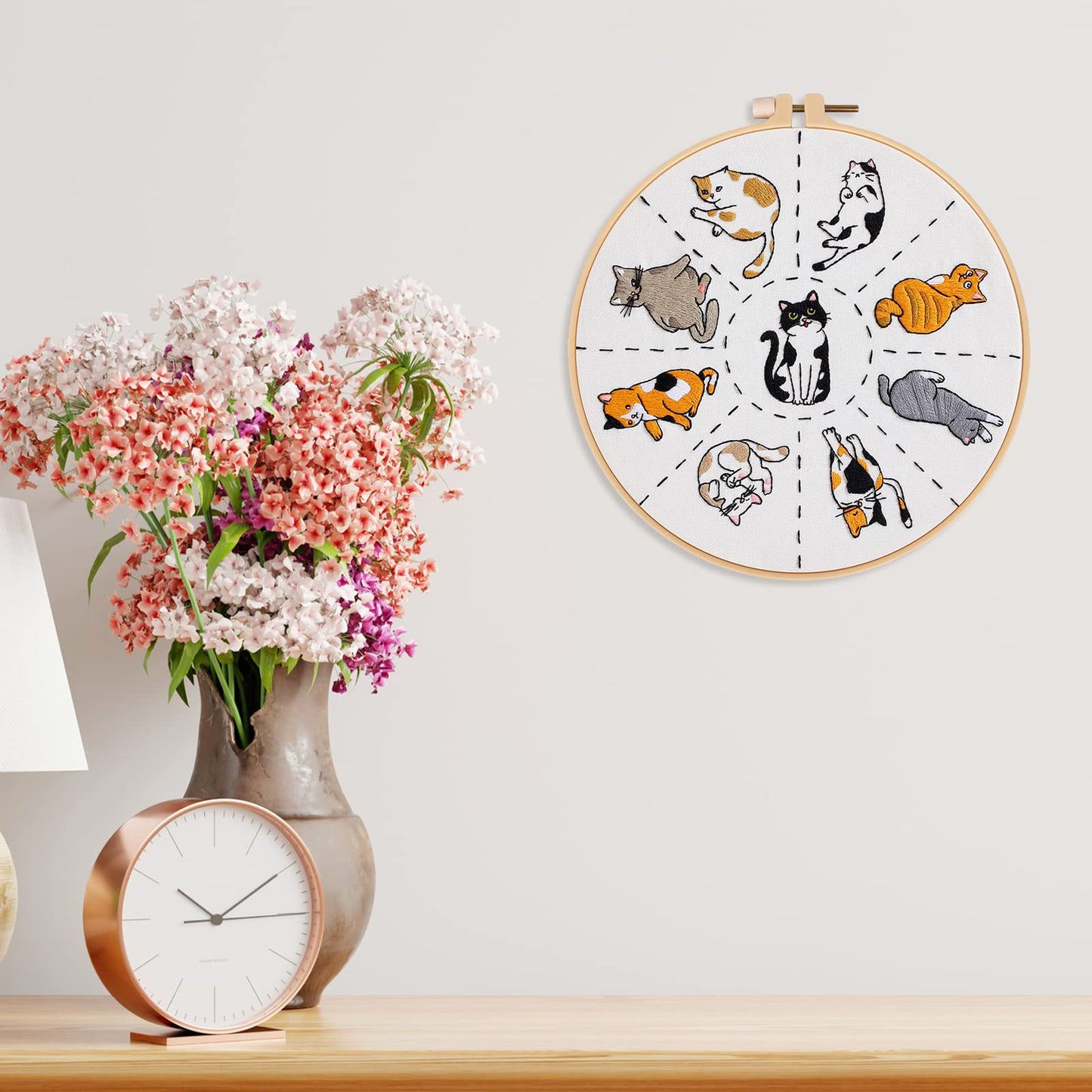 Louise Maelys Cats Embroidery Kits for Beginners with Cute Animals Pattern,Adults Starter Cross Stitch Kit DIY Needlepoint