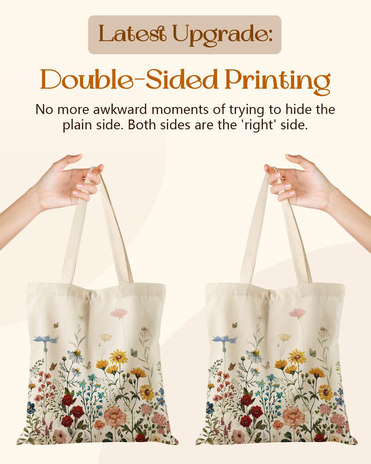 Miss Adola Aesthetic Tote Bag - with Magnetic Buckle and Zipper Inner Pocket for Women Lady Cloth Cotton Tote Bag for Gym, Work, Travel, Shopping, Retro Flower