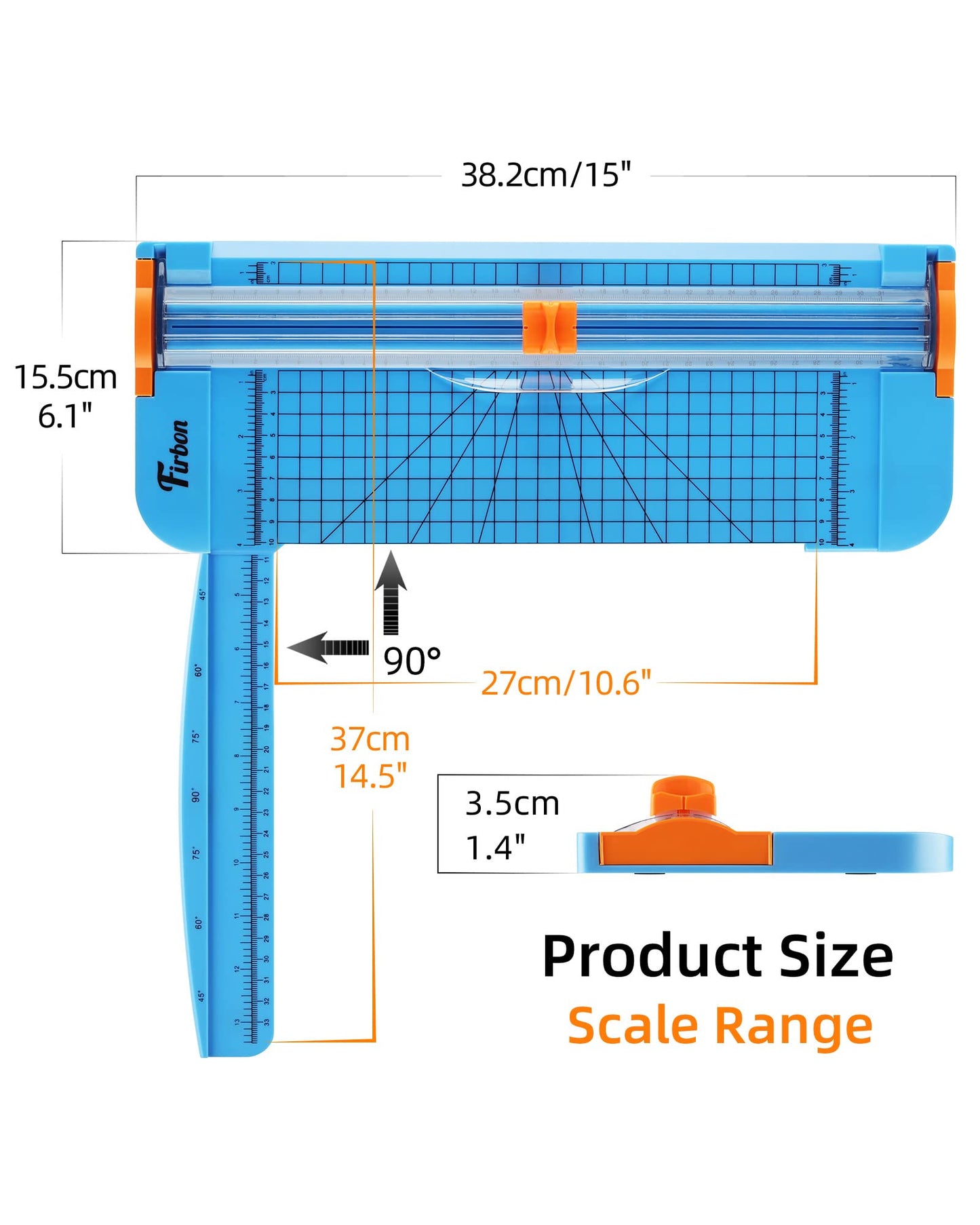 Firbon Blue A4 Paper Cutter Bundle with 5Pcs Refill Blades, 12 Inch Paper Trimmer with Side Ruler for Scrapbooking, Craft, Coupon, Label, Cardstock