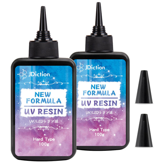 JDiction 200g UV Resin, New Formula Crystal Clear UV Resin Solar Cure Sunlight Activated Hard UV Resin Kit for Jewelry Making, Casting and Coating DIY Crafts