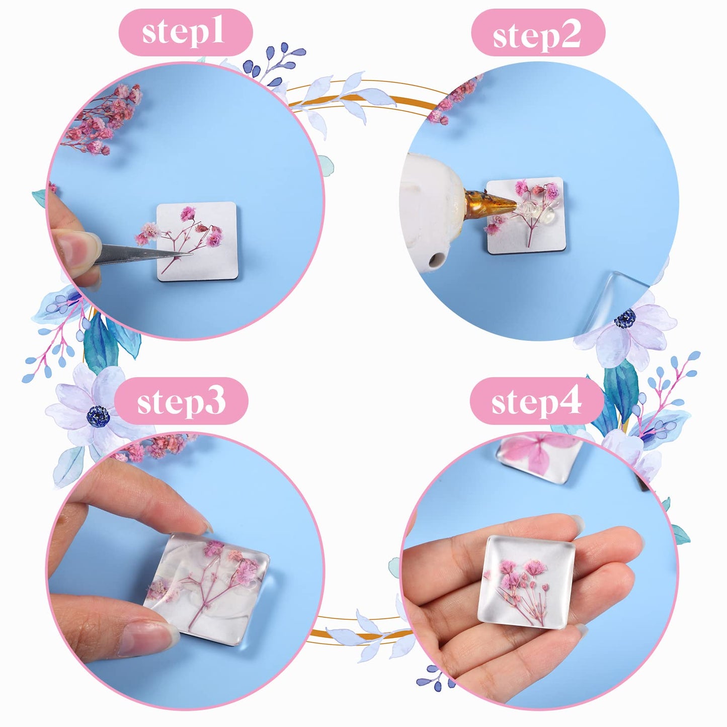 72 Pieces Craft Magnets Glass Ceramic Ferrite Magnet with Adhesive Backing and Transparent Clear Glass Cabochons for DIY Craft Fridge Refrigerator Magnets Pendants(Square,1.2 Inch)