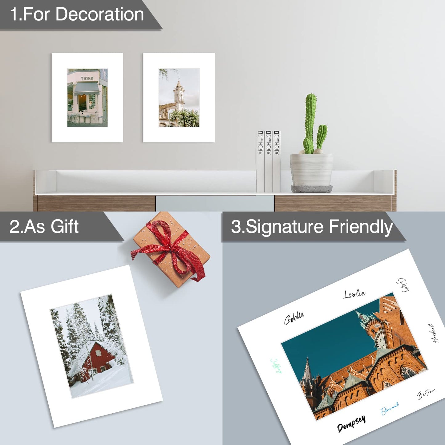 Golden State Art Pack of 50, Acid-Free White Pre-Cut 8x10 Picture Mat for 5x7 Photo with White Core Bevel Cut Frame Mattes