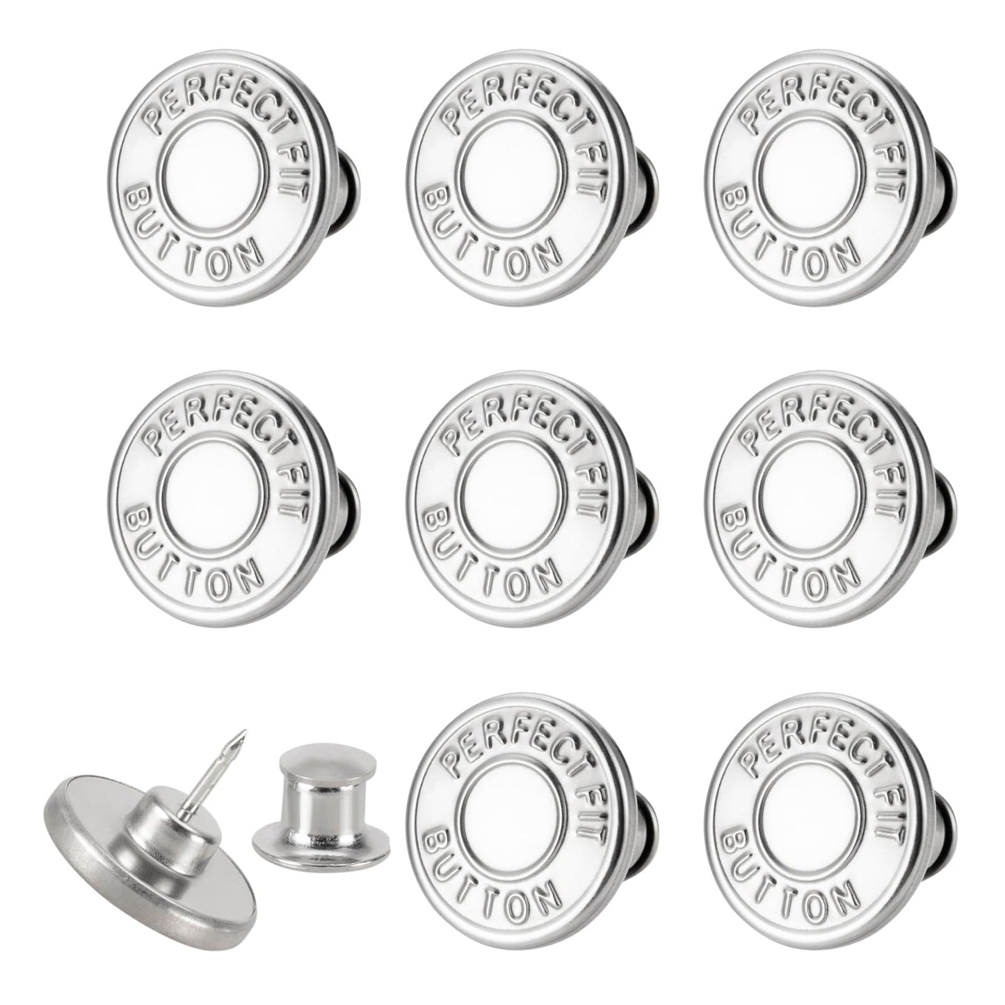 8 Sets of 17 mm Pants Button, Jean Buttons Pins for Loose Jeans, Adjustable Button for Jeans, Reusable and Adjustable Metal Pants Button Tightener