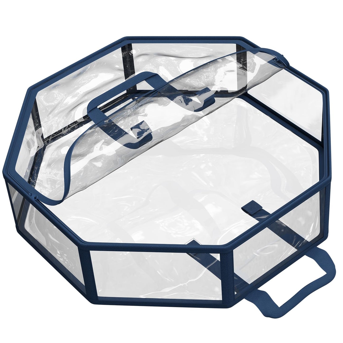 Hearth & Harbor Wreath Storage Container - Clear Christmas Wreath Storage Bag, Dual Zipper and Handles - 24" Premium Wreath Storage Organizer Box