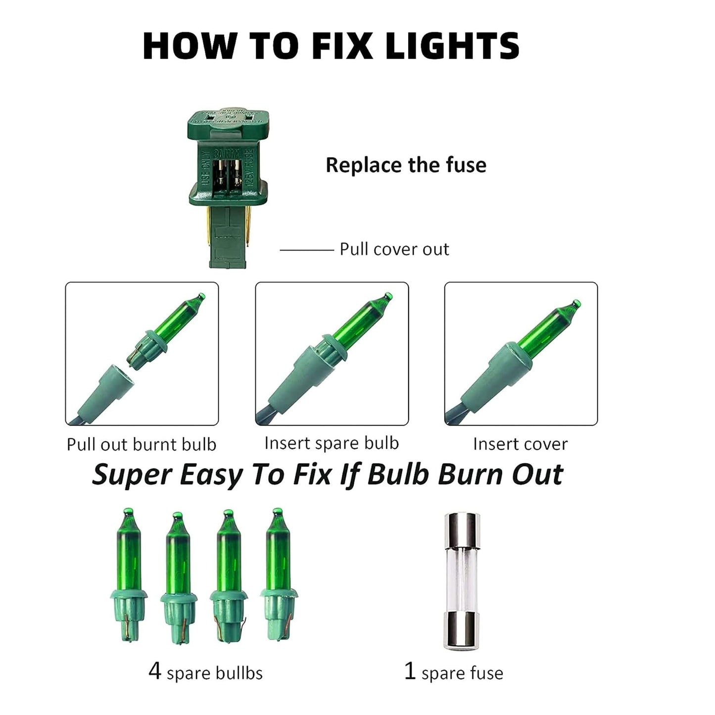 Christmas Mini String Lights, 20FT 100 Count Incandescent Mini Christmas Tree Lights, Waterproof Xmas String Lights for Outdoor Indoor Home Party Yard Decorations, Red and Green