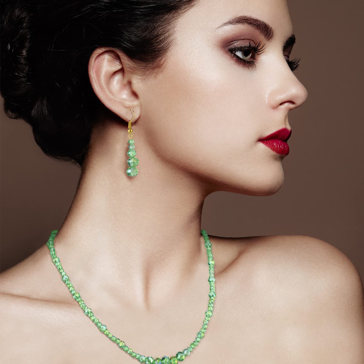 600 Pcs Crystal Glass Beads for Jewelry Making Bulk Faceted Gemstone Rondelle Loose Beads for Bracelet DIY Crafts 8 mm, 6 mm, 4 mm(Green)