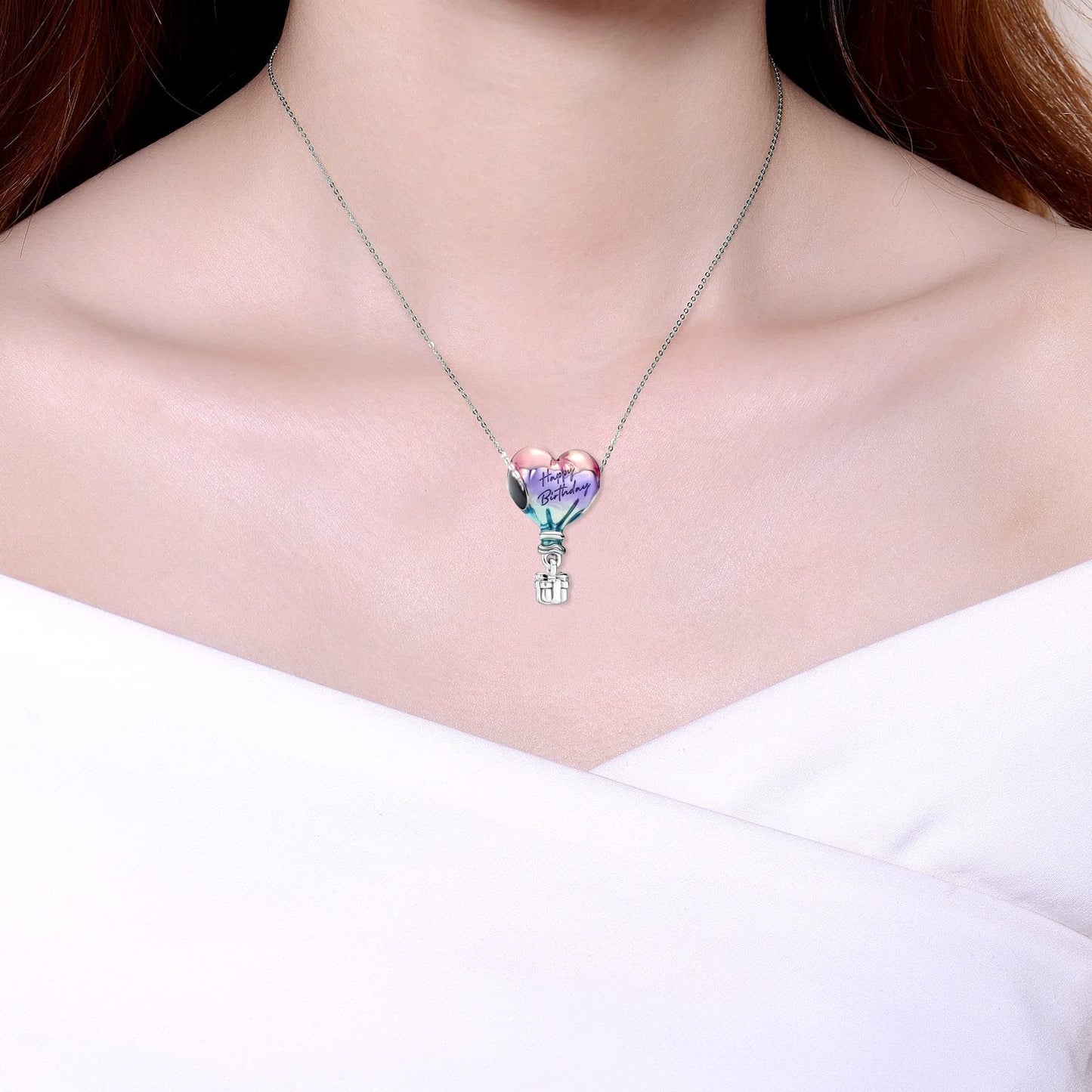 Alstade Happy Birthday Hot Air Balloon Charm 925 Sterling Silver Charms fits Bracelets and Necklace Pendant Bead Charms Jewelry Present for Women Family Friends