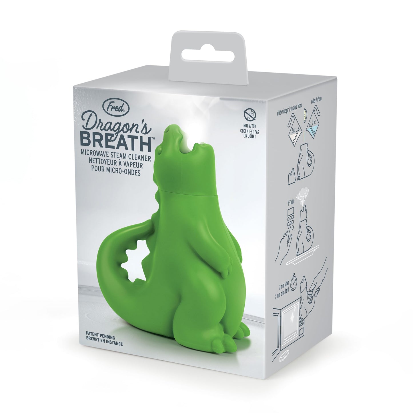 Genuine Fred DRAGON'S BREATH Microwave Steam Cleaner, BPA-Free Silicone Dragon Design, Easy to Use, Reduces Cleaning Time, Dishwasher Safe, Fun and Effective Kitchen Gadget