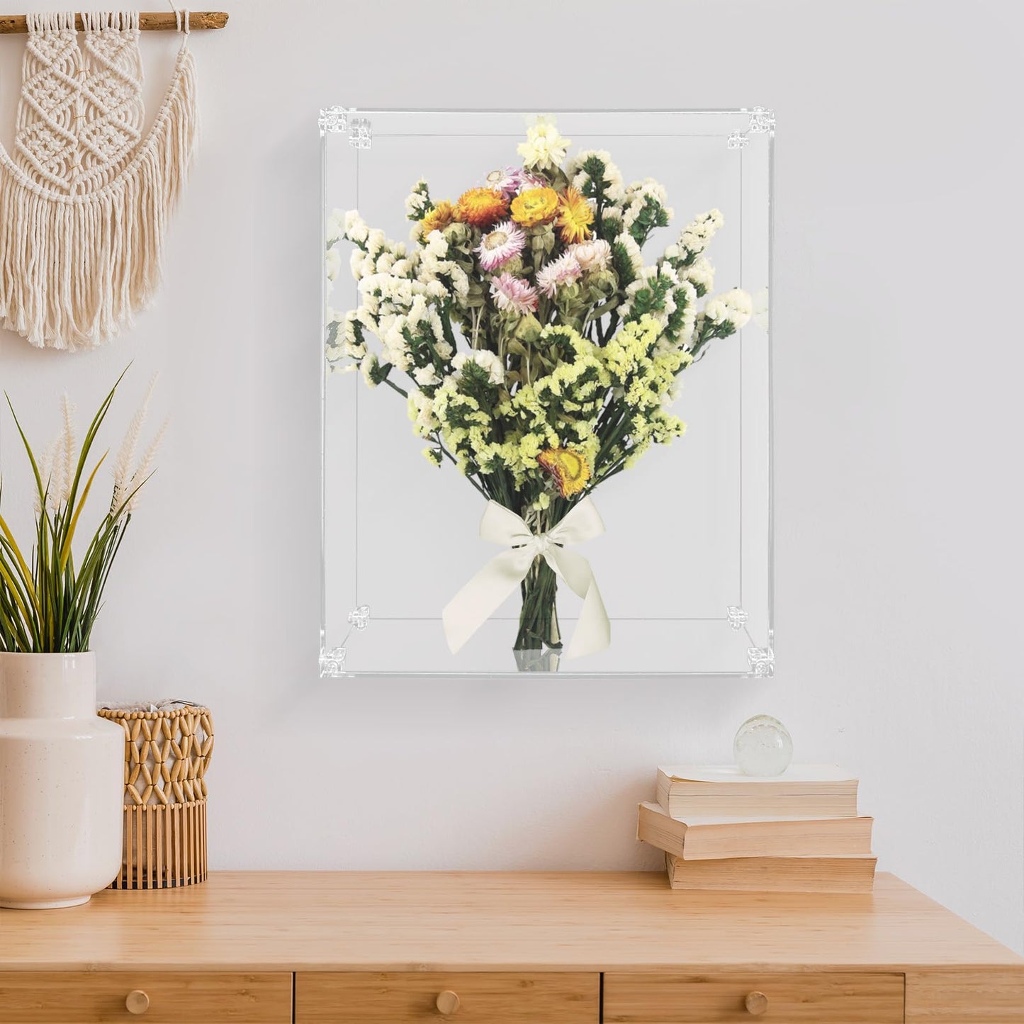 11x14 Acrylic Shadow Box Frame Large 2.5" Deep Shadow Box Display Case Clear Shadowbox Memory Box for Wedding Bouquet,Memorabilia,Dried Flowers,Wall Mount & Tabletop, Easy Assembly, 1 Pack