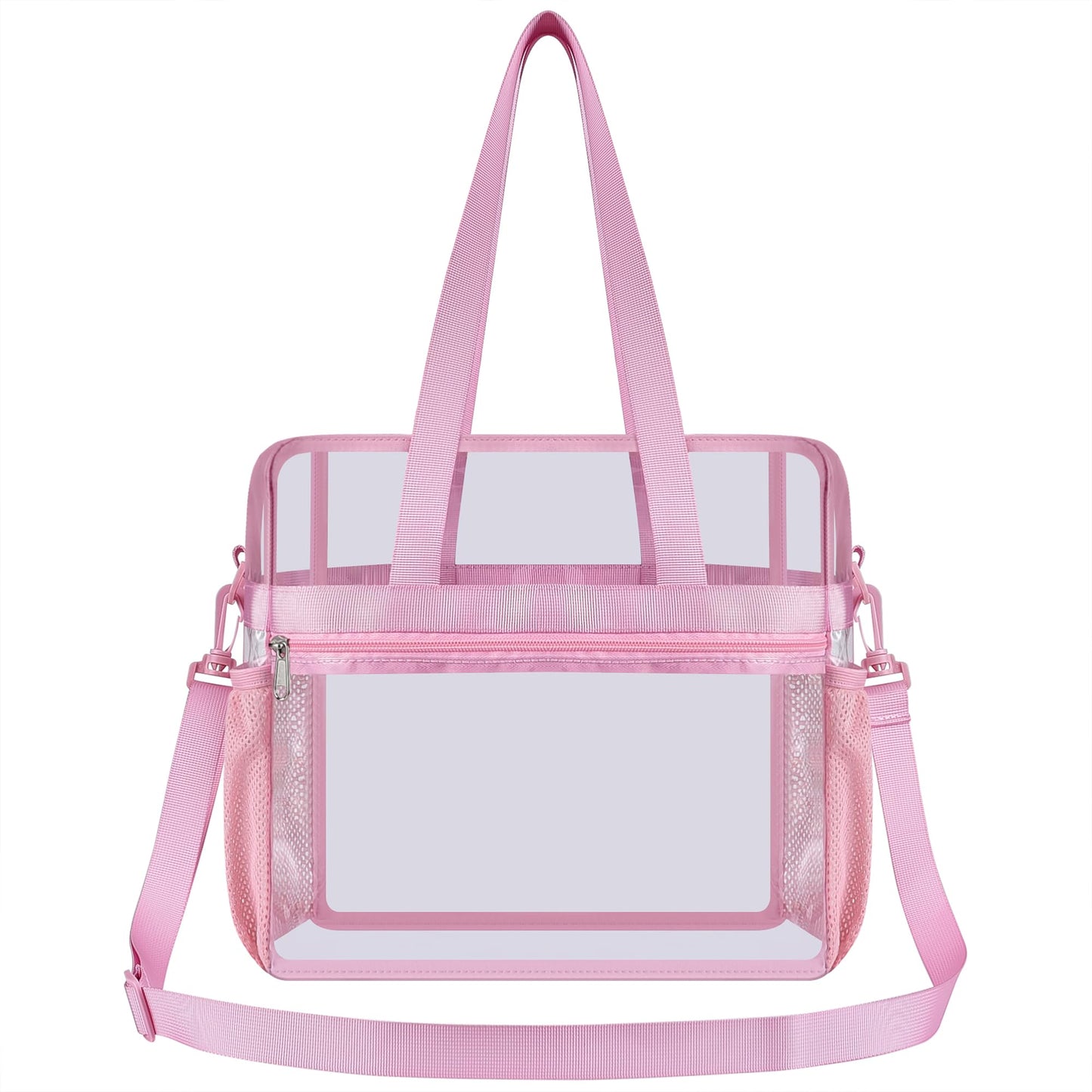 USPECLARE Clear Bag Clear Tote Bag Stadium Approved,Stadium Security Travel & Gym Clear Bag for Work (Pink)