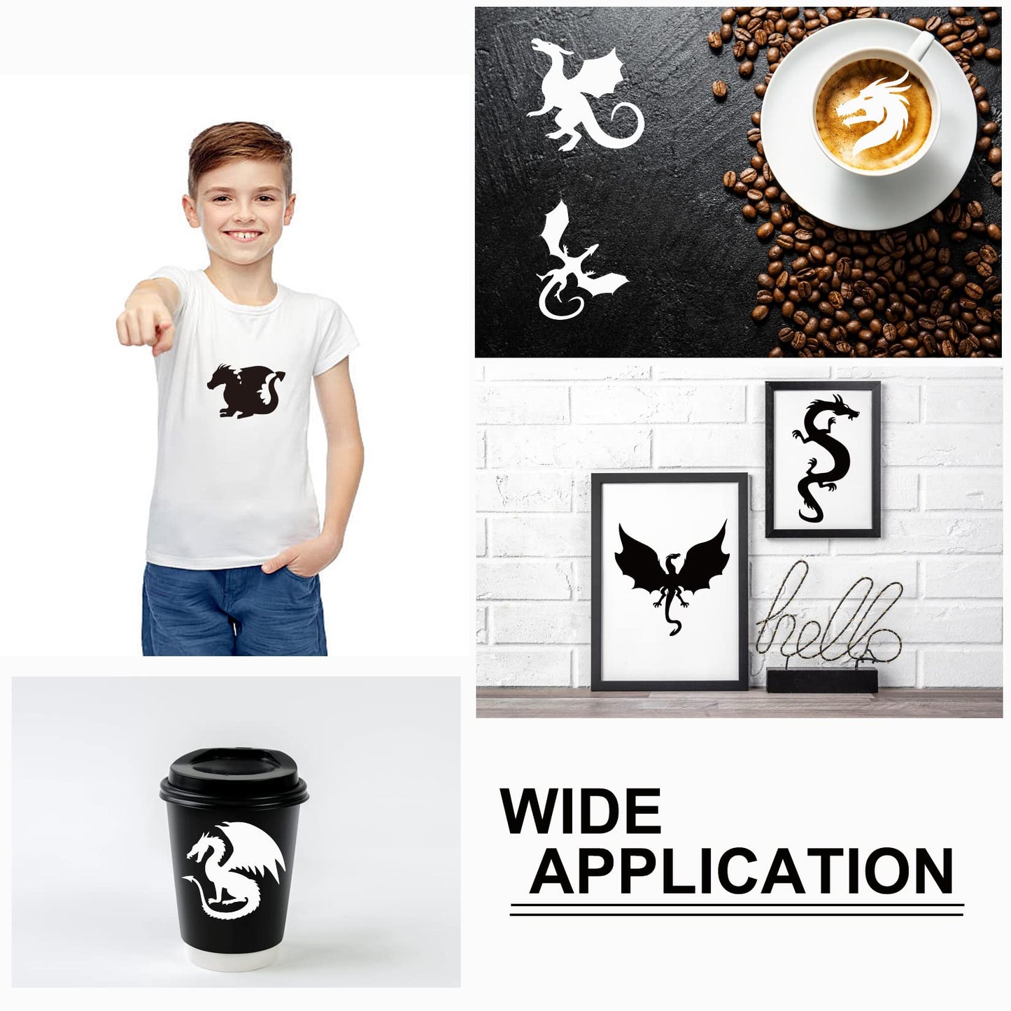 Small Stencils for Painting on Wood Reusable, 3 Inch Reusable Stencil for Craft Ornament Paint Template Stencils for Wall Card Rock Wood Signs Coasters Canvas Home Decor (Dragon)