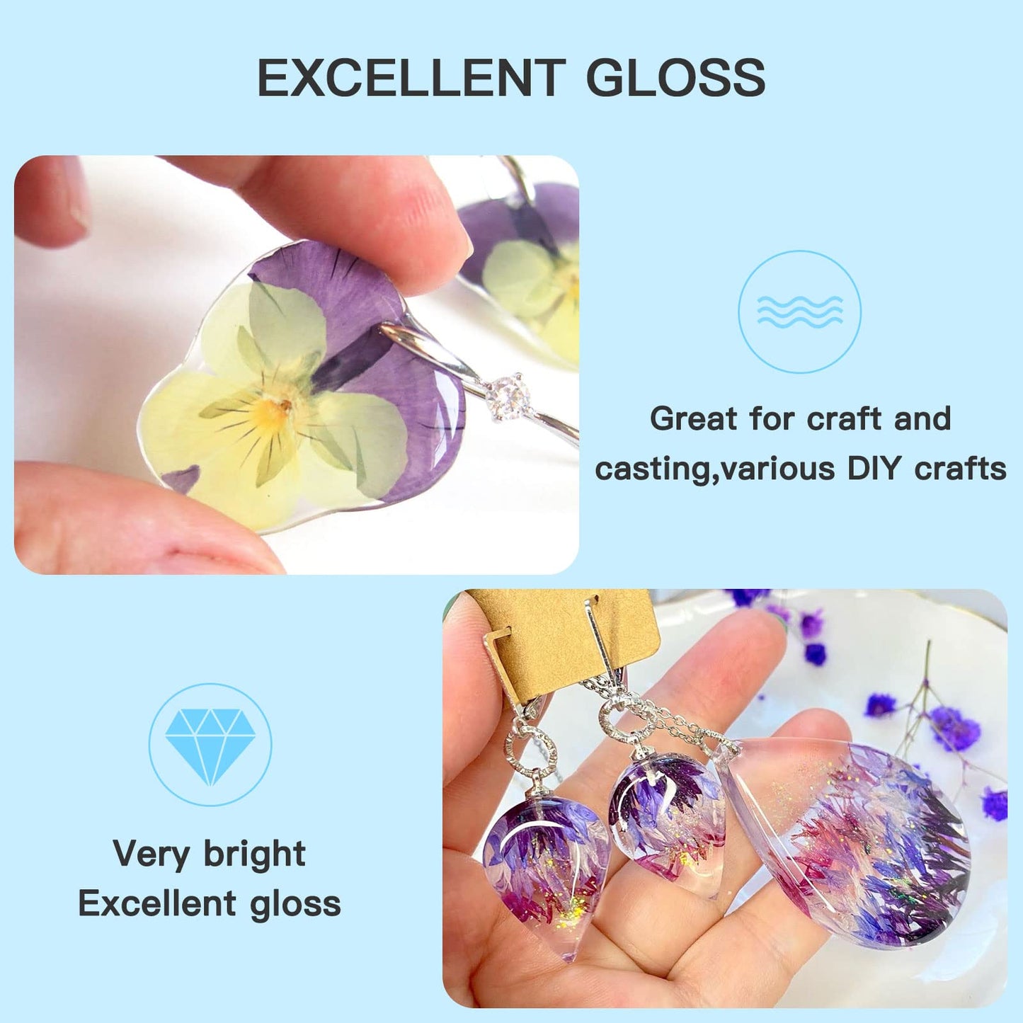 400g UV Resin, New Formula Crystal Clear UV Resin Solar Cure Sunlight Activated Hard UV Resin Kit for Jewelry Making, Casting and Coating DIY Crafts