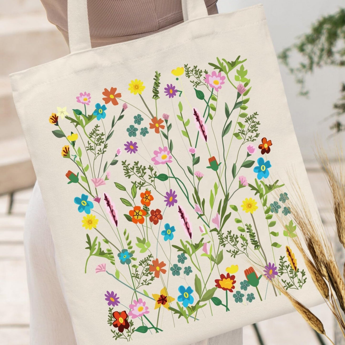 Andeiltech Canvas Tote Bag for Women Aesthetic Cute Shopping Grocery Reusable Bags with Inner Zipper Women Gift