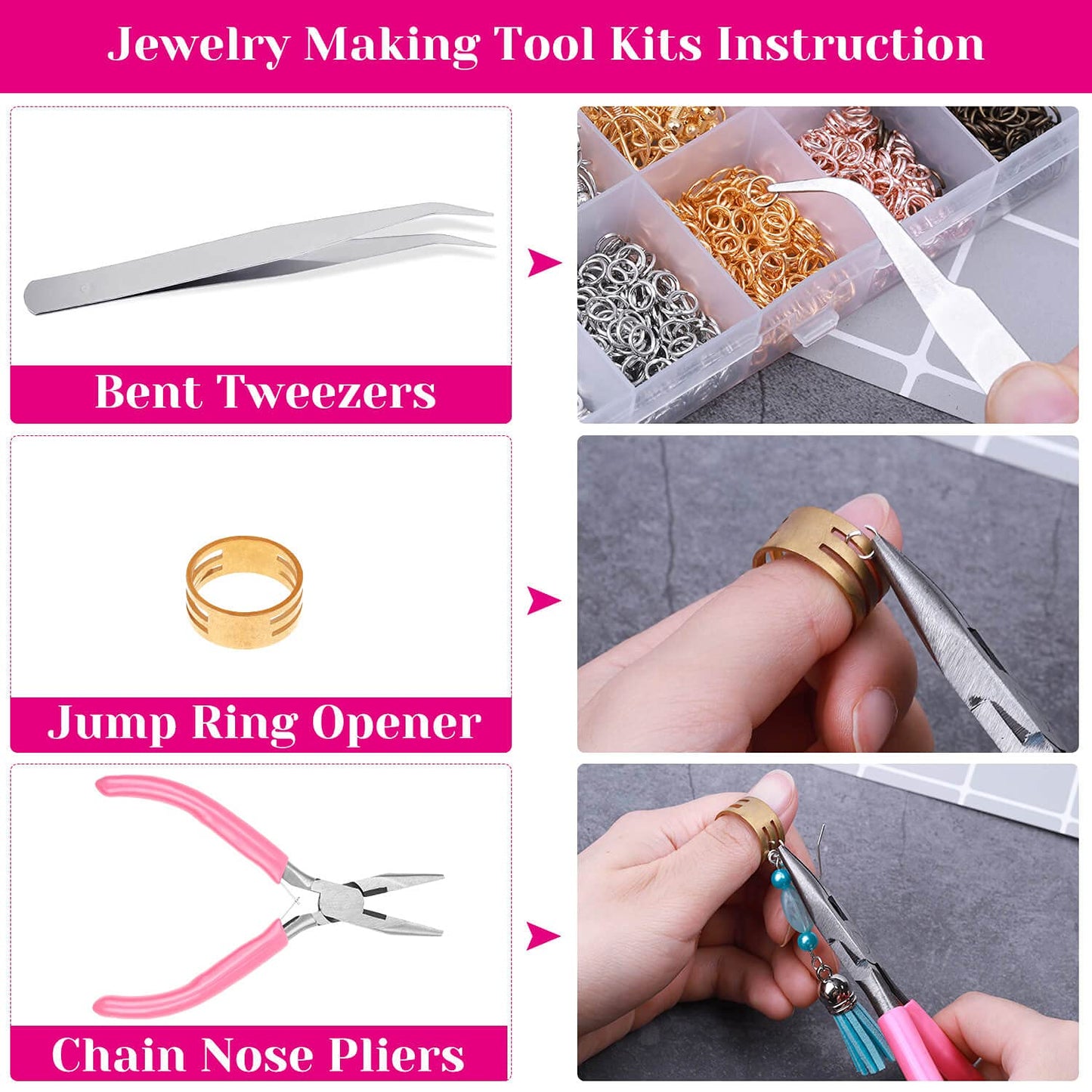 Earring Hooks, Audab 1400pcs Making Kit with 200pcs Ear Ring 1000pcs Jump Rings, Backs and Jewelry Pliers for Supplies Findings