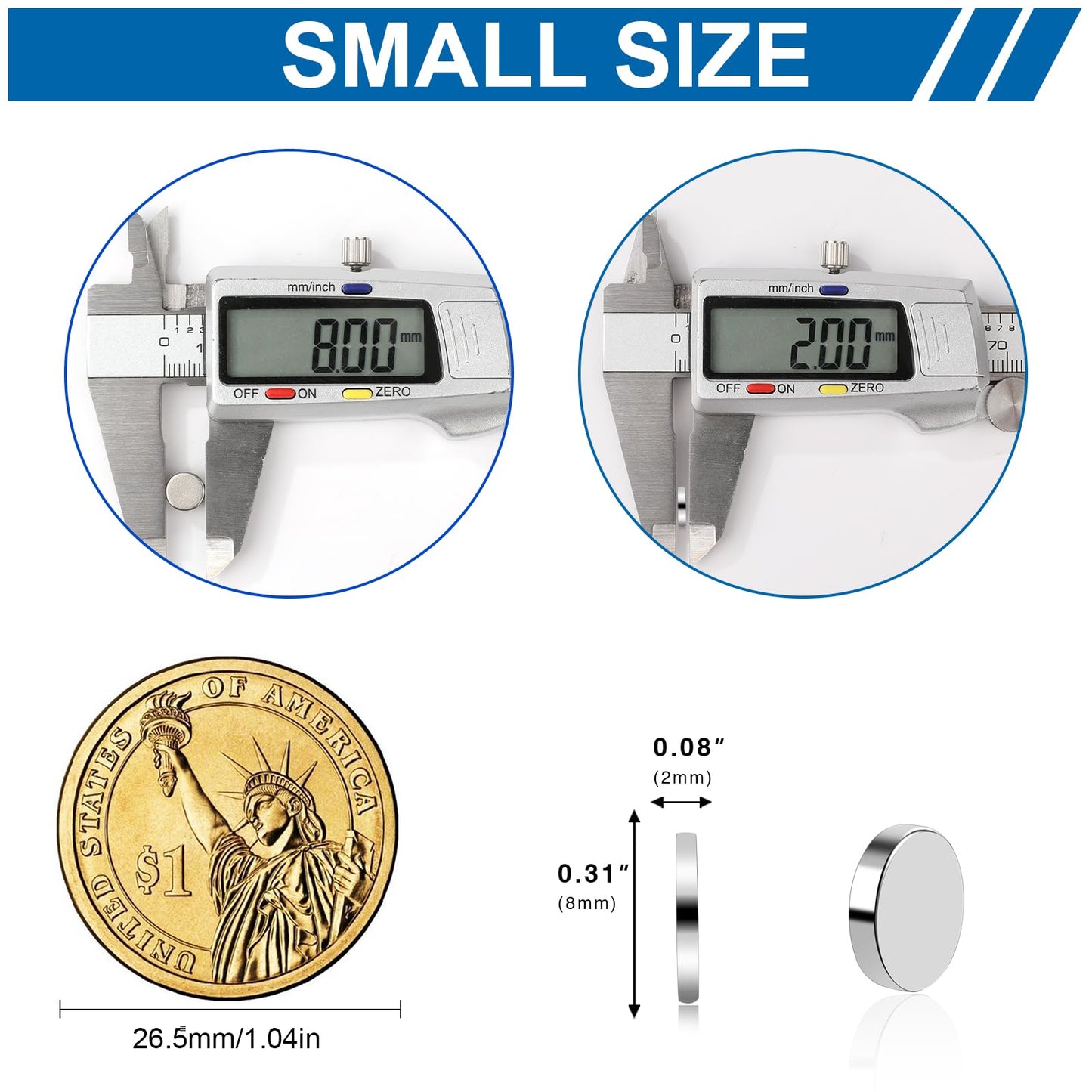 DIYMAG 60Pcs Tiny Refrigerator Neodymium Magnets, Mini Button Rare Earth Magnets for Office, Whiteboard, Kitchen, Teachers, Crafts