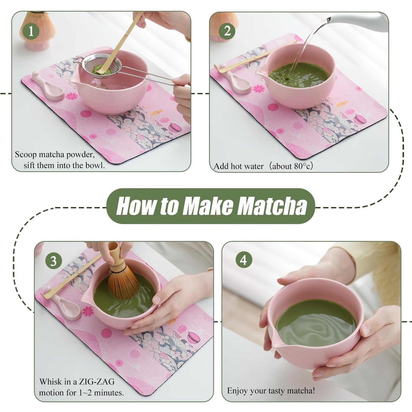 Matcha Whisk Set, 9 pcs Ceramic Matcha Set, Gifts for Women,Matcha Bowl with Spout and Whisk, Matcha Kit for Matcha Lovers, Ideal Gift Christmas, Birthday, Anniversary