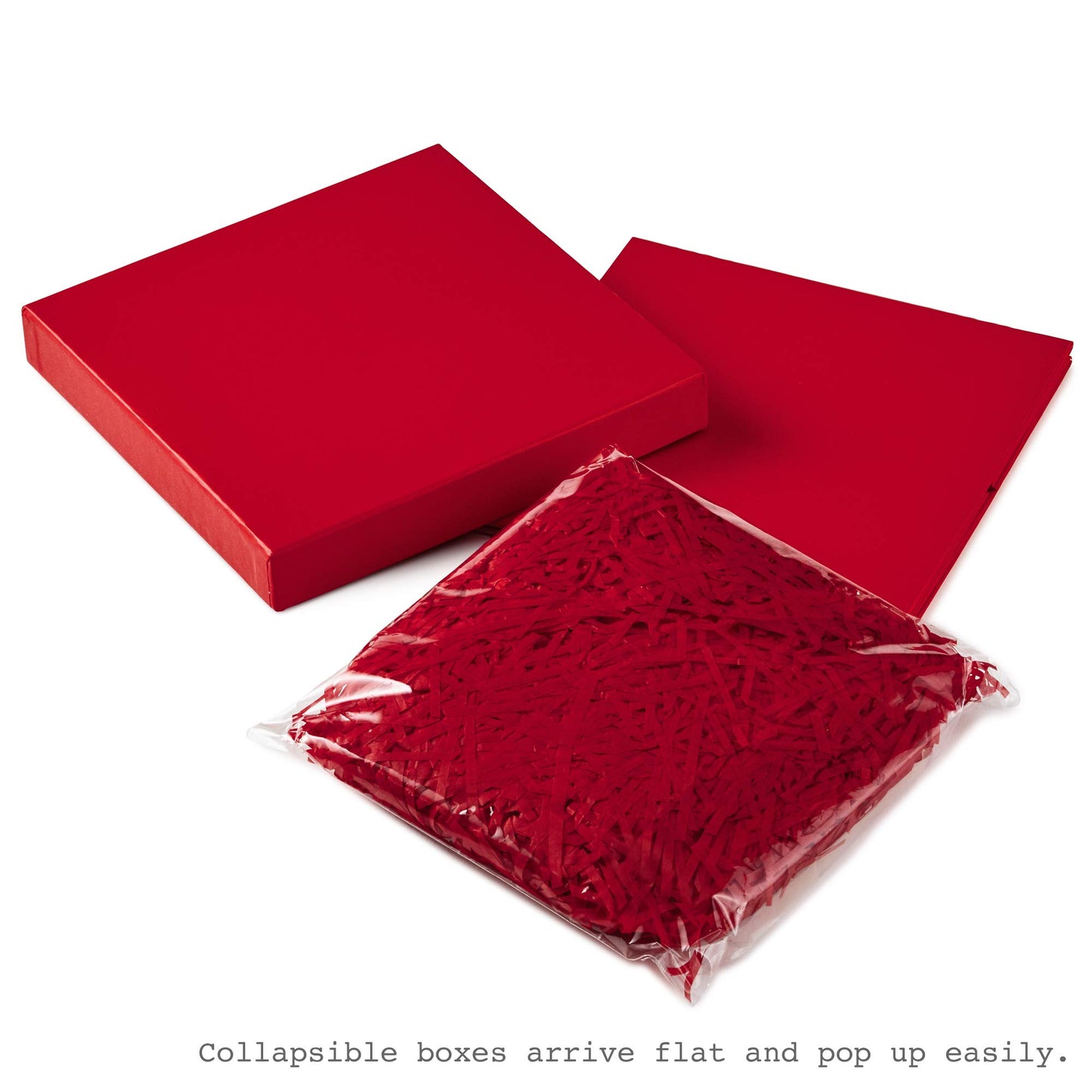 Medium Gift Box with Lid and Shredded Paper Fill (Red 7 inch Box) for Birthdays, Graduations, Anniversaries, Christmas, Valentine's Day, All Occasion