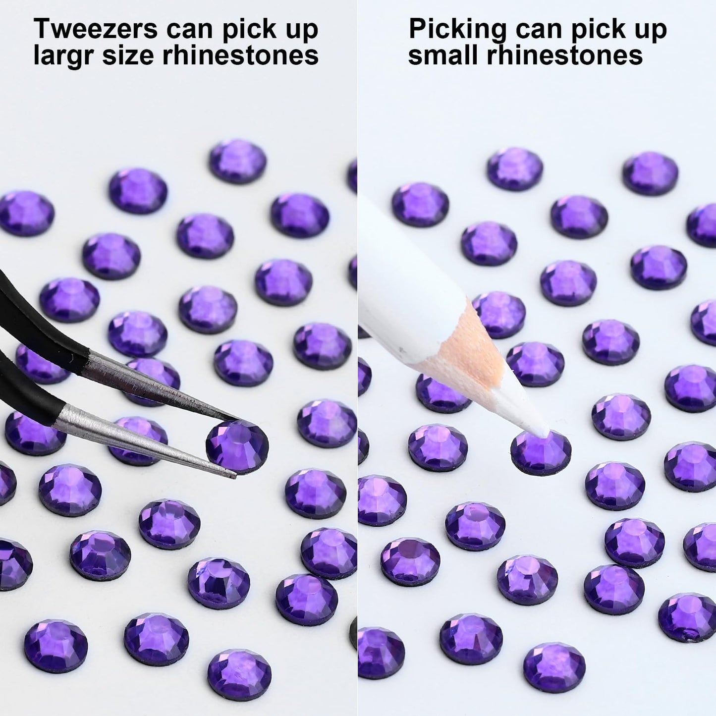 MEIBITE 6796PCS Tanzanite Hotfix Rhinestones Crystal Stones Glass for Fabric Clothes Shirts Sparkly Flat Back Round with Tweezers and Picking Pen (SS6~SS30 Set)