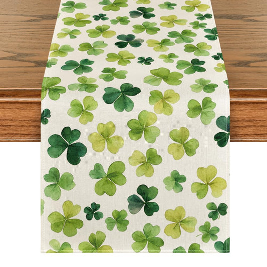 Artoid Mode Shamrock St. Patrick's Day Table Runner, Seasonal Spring Lucky Kitchen Dining Table Decoration for Home Party Decor 13 x 72 Inch
