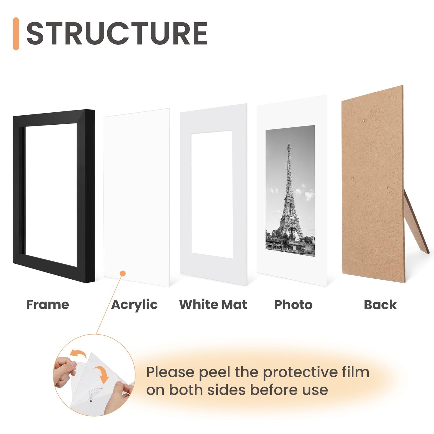 5x7 Picture Frame Set of 10, Display Pictures 4x6 with Mat or 5x7 Without, Multi Photo Frames Collage for Wall or Tabletop Display, Black