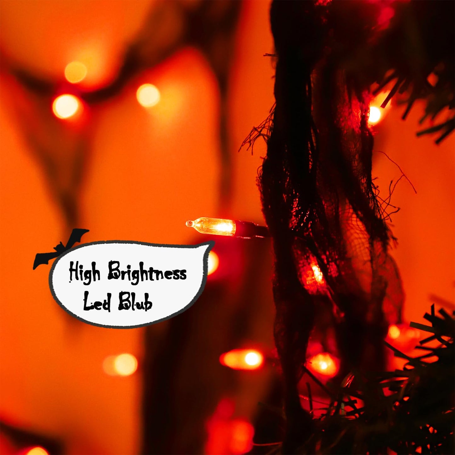 Halloween Decorations String Lights Indoor Battery Operated Powered, 30LED Orange Fairy Lights Timer 8 Mode 9.9Ft, Fall Garland with Black Cloth Gauze, Gothic Party Room Mental Fireplace Decor 1PACK