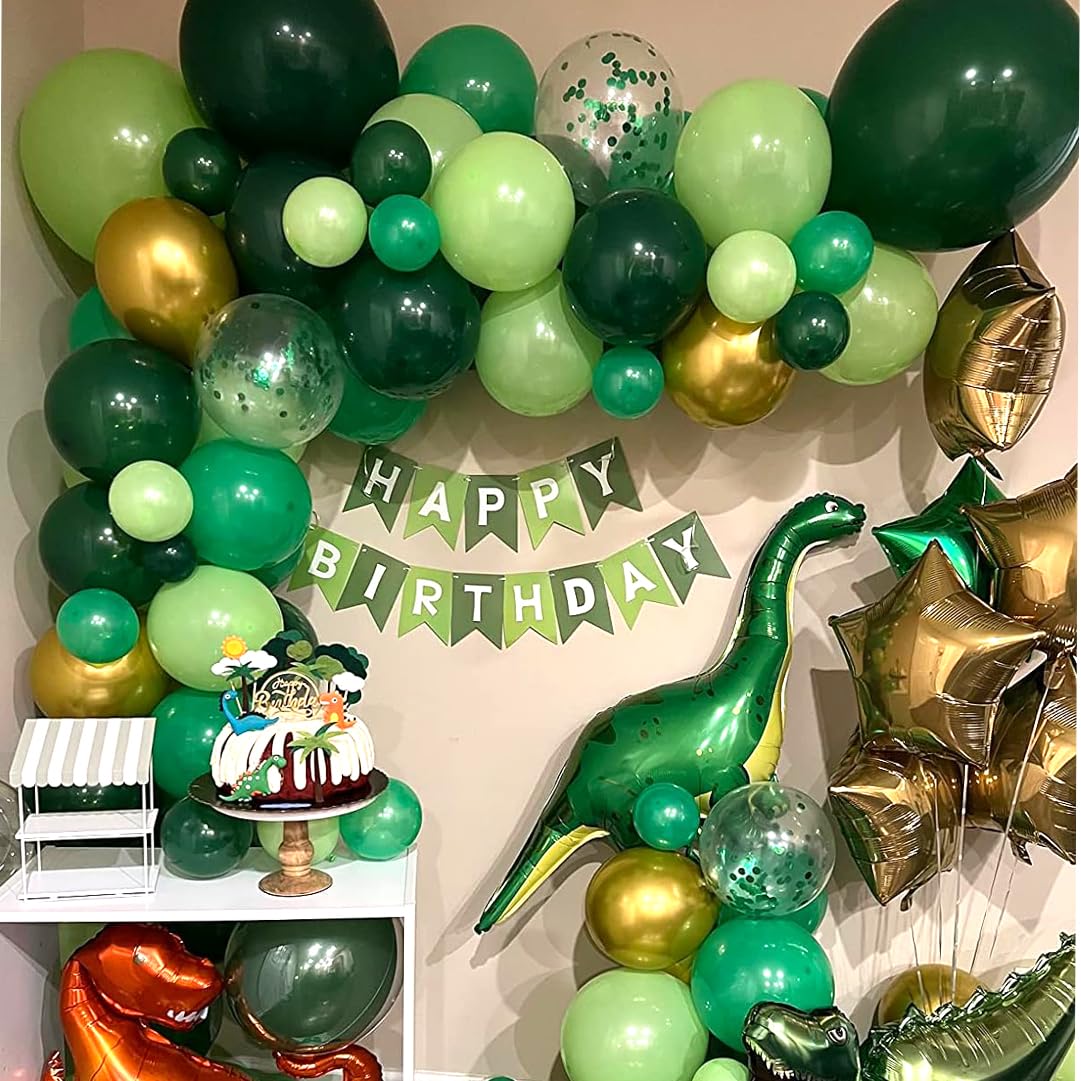 Green Balloons Dark Green Balloon Set, 50 Pcs 12 inch Different Shades Emerald Green Lime Green Confetti Latex Balloons For Jungle Safari Party Supplies