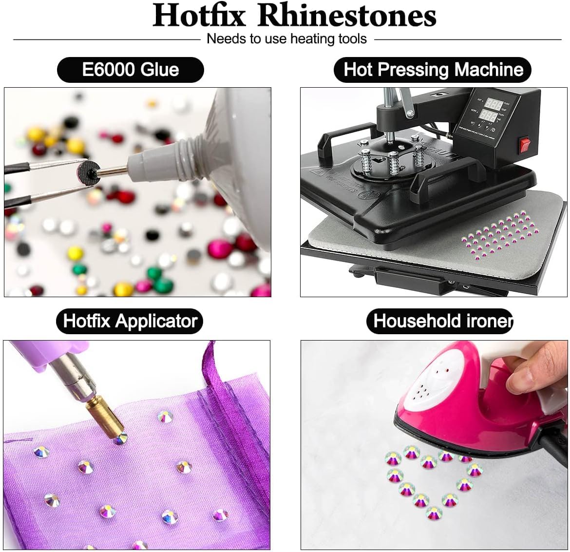 MEIBITE 6796PCS Pink AB Hotfix Rhinestones Crystal Stones Glass for Fabric Clothes Shirts Sparkly Flat Back Round with Tweezers and Picking Pen (SS6~SS30 Set)