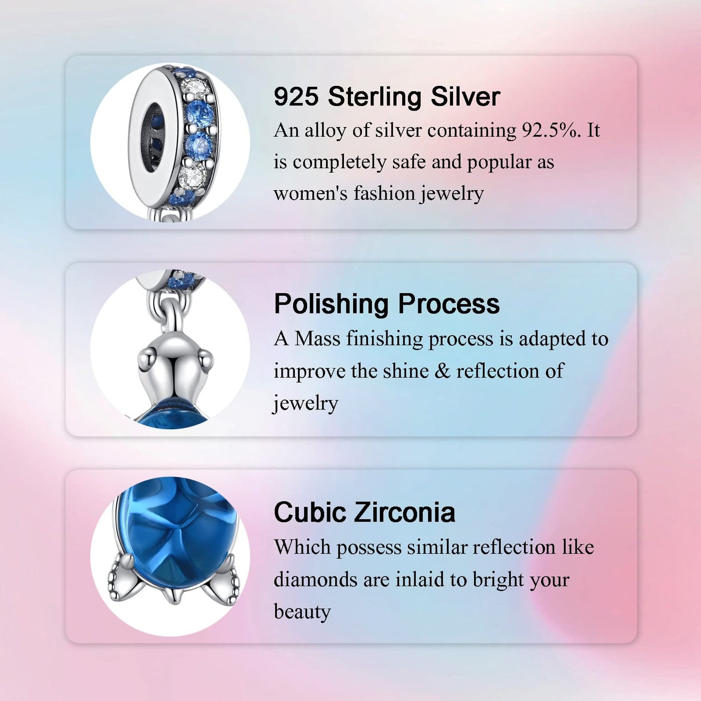 Alstade Blue Cute Sea Turtle Dangle Charm 925 Sterling Silver Charms fits Bracelets and Necklace Pendant Bead Charms Jewelry Present for Women Family Friends