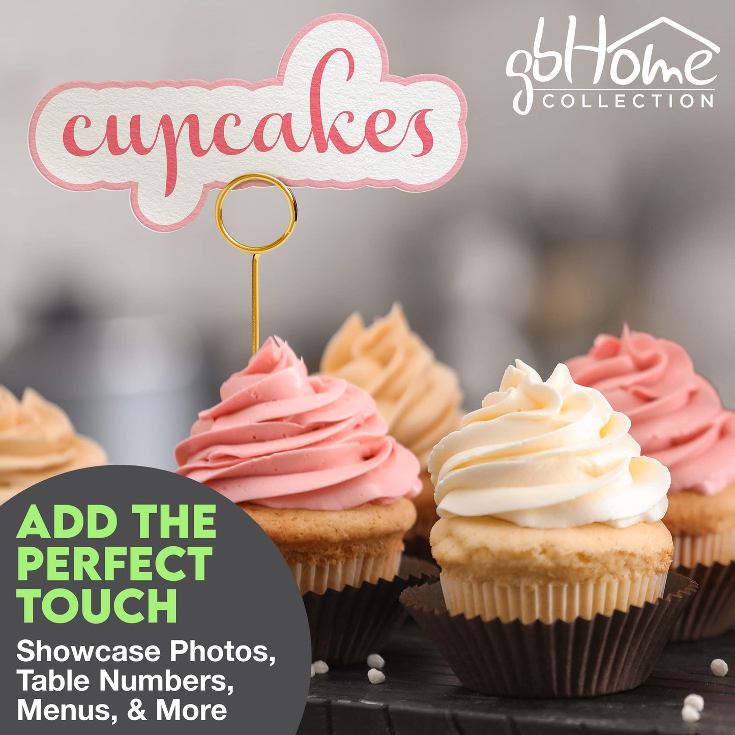 Gray Bunny Metal Table Number Holders, 12 Pack, 8 Inches, Gold Place Card Holders, Picture Holders for Tables, Table Card Holders for Wedding Table Numbers, Table Number Stands, Table Sign Holders