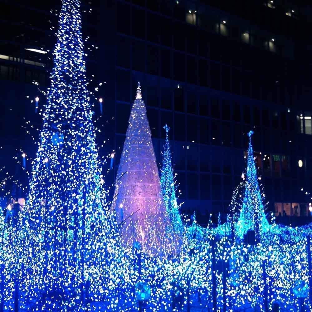 500 LED Christmas Lights, 164FT 8 Twinkle Modes Plug in Waterproof Extra Long Fairy Lights for Outdoor Christmas Tree Lights Party Garden Decorations (Blue and White)