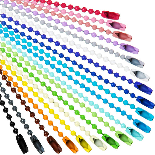 Hicarer Colored Bead Keychain Metal Hanging Chains Necklace Connector for Hanging Ornament Jewelry Tag(100 Pieces)