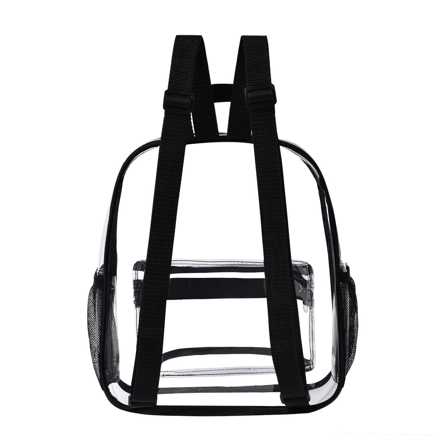 MAY TREE Clear Backpack for Stadium Events, 12x11x4.5 Inch Small Clear Backpack for Concert Festival Sports Outdoor - Black