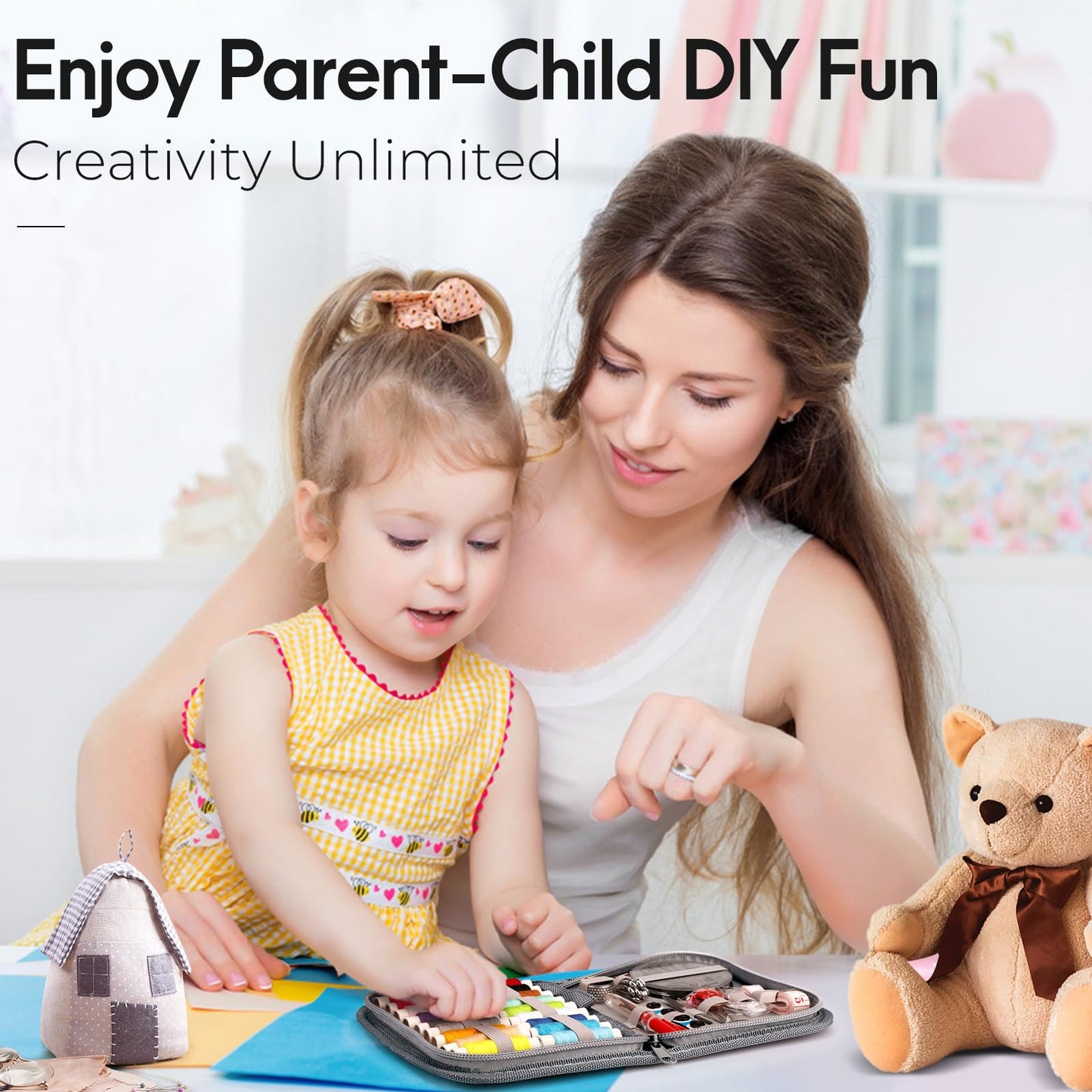 Coquimbo Sewing Kit for Adults, Kids, Beginner, Traveler, Portable Sewing Supplies Contains Soft Tape Measure, Scissors, Thimble, Thread, Sewing Needles (Gray, M)