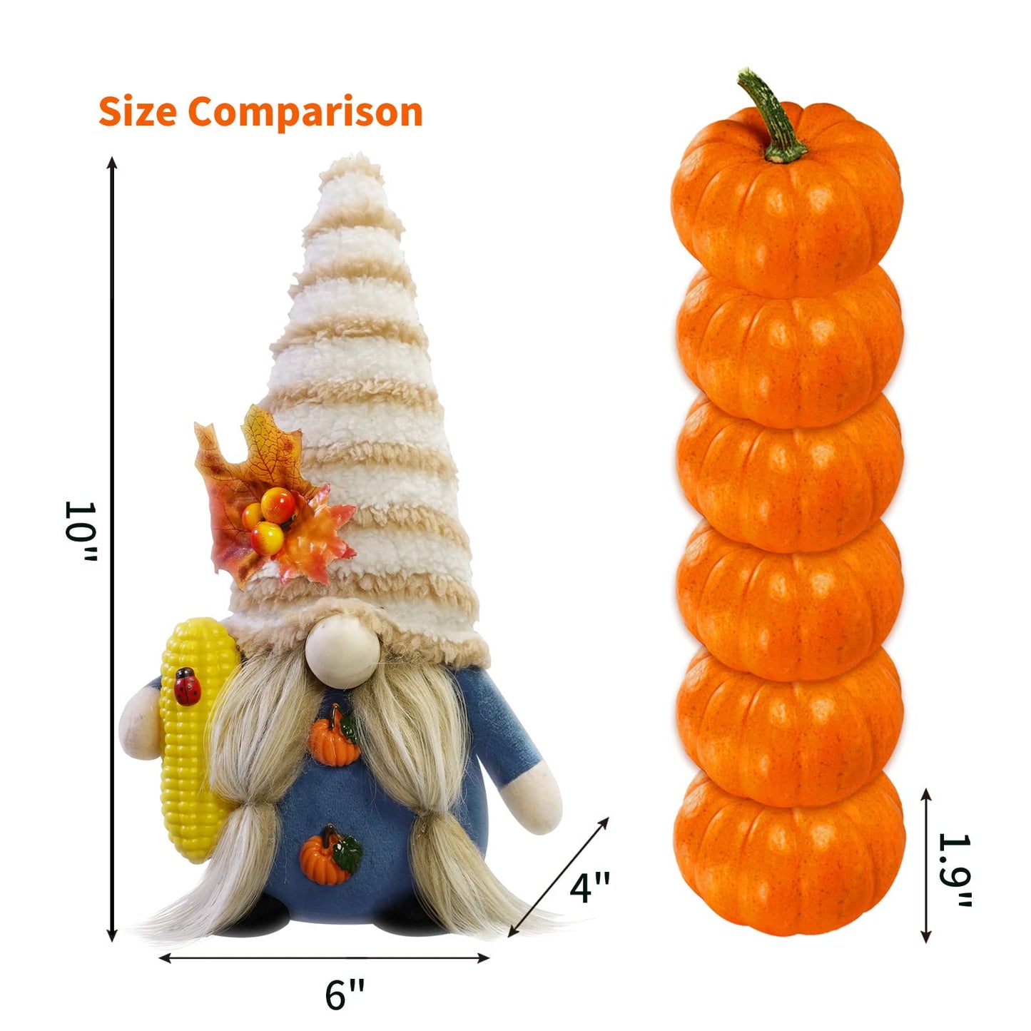 Thanksgiving Gnome Decorations for Home, 2Pack Handmade Thanksgiving Gnome Plush Decor Swedish Gnomes Ornaments with Pumpkin Corn Maple Leaves Fall Gifts Autumn Holiday Home Kitchen Decorations