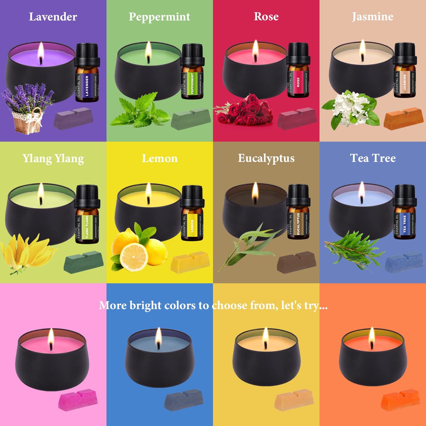Candle Making Kit for Adults with Hot Plate, DIY Starter Soy Candle Making Supplies/Kit - Perfect as Home Decorations（Black）