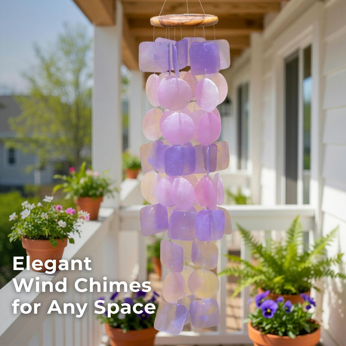 Solange & Frances Wind Chimes for Outside. Spring Decor Windchimes Outdoors Patio Decor. Unique Birthday Gifts for Women, Gift for Women Ideas (Purple & Pink)