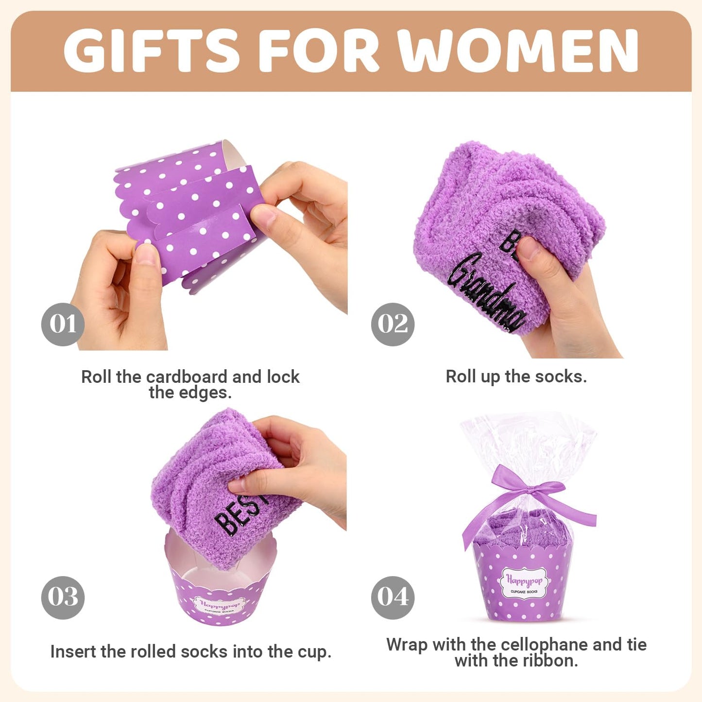 HAPPYPOP Mothers Day Gifts for Grandma - Nana Socks from Grandkids Grandchildren, Birthday Socks for Grandmother