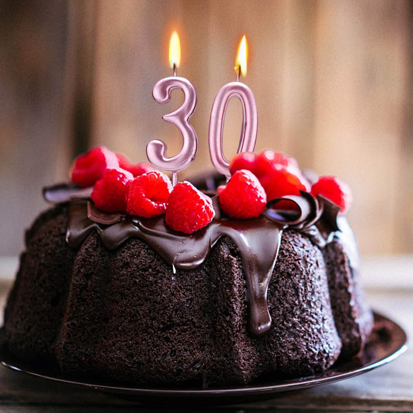 Beanlieve Rose Gold Birthday Candles - Cake Numeral Candles Number 0-9 Glitter Cake Topper Decoration for Birthday,Wedding Anniversary,Party Celebration(10 Pieces)