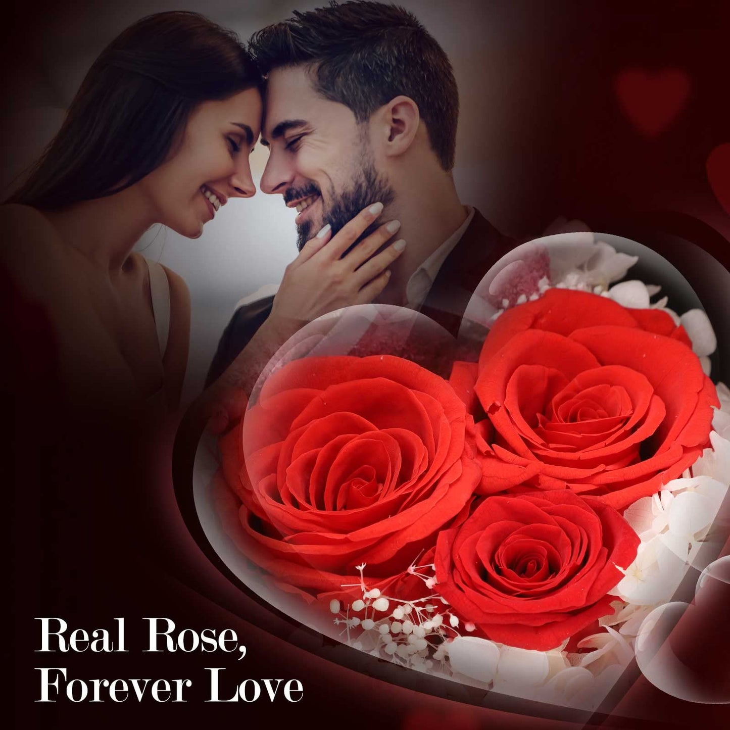 Rose Gifts for Women Birthday Christmas - Preserved Real Roses Forever Red Flowers with I Love You in 100 Languages Necklace and Cute Moss Bear for Girlfriend Wife Mom Grandma